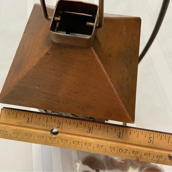 Lantern Tea Light Holder Rustic Copper Colored Frosted Glass IncludesTea Lights - Picture 9 of 11